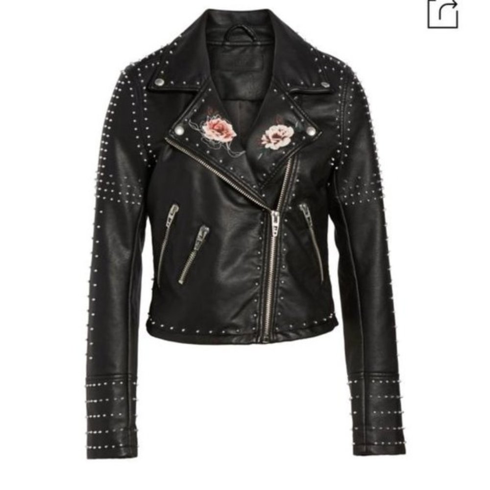 Blank NYC Heartbreaker Studded Moto Leather Jacket
